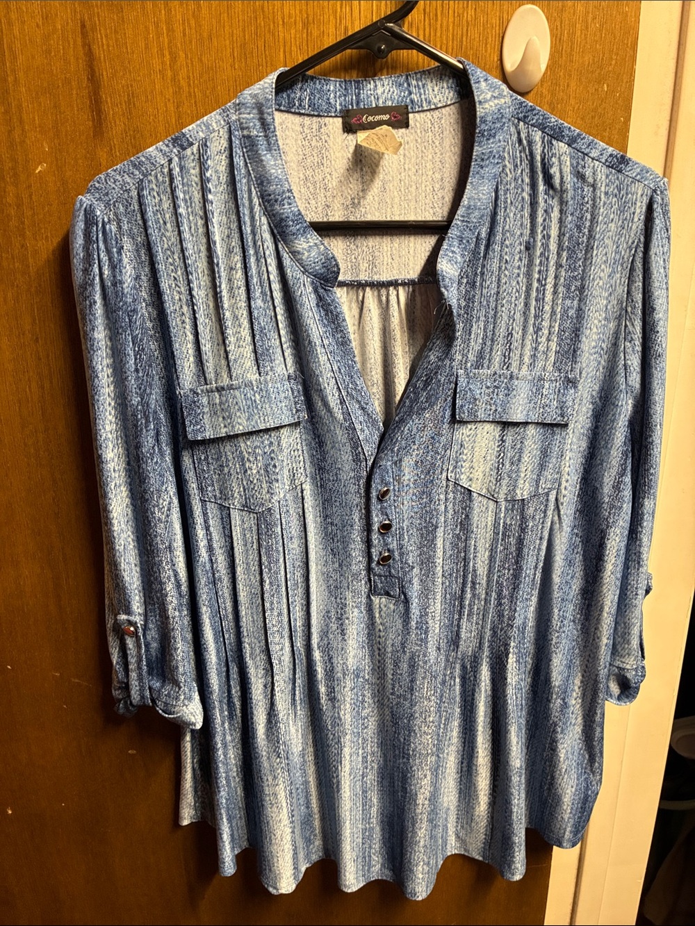 Cocomo Blue Textured Button-Front Tunic